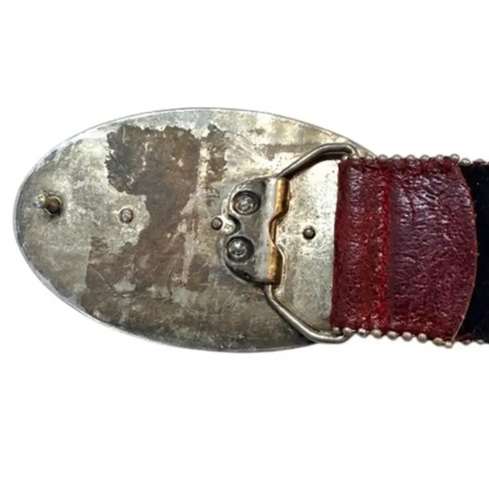 Vintage Burgundy Leather Western Belt w/ Rhinestone Buckle – Women’s M - Picture 5 of 10